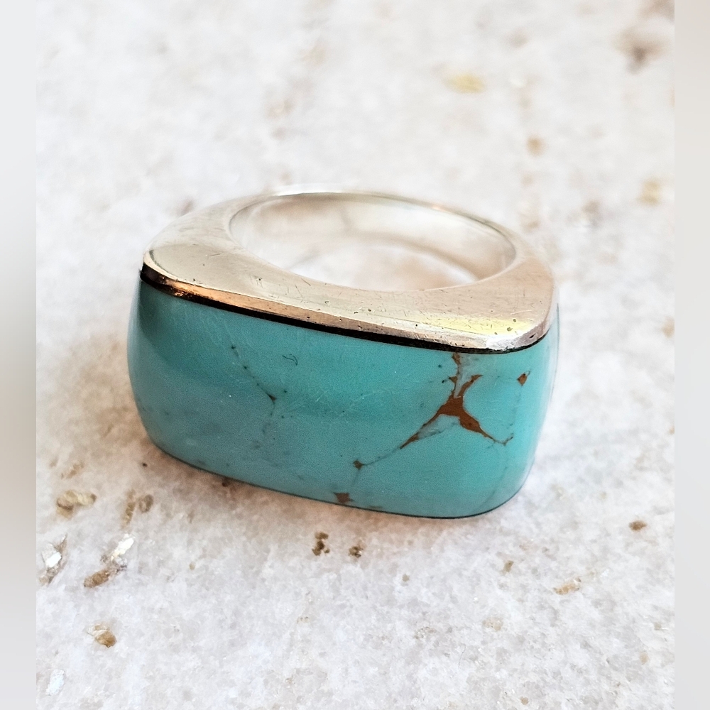 Sterling silver and turquoise ring. Unisex. - Picture 9 of 12